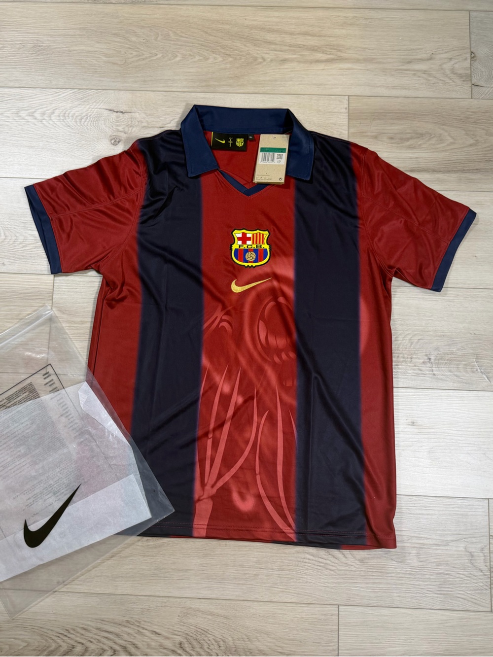 Nike Red and Navy Barcelona Home Soccer Jersey